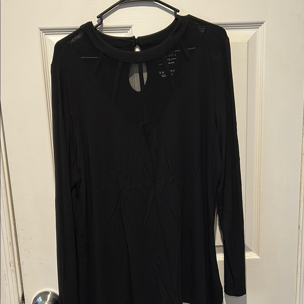 GUC- Black Long Sleeve Top w/mesh inset